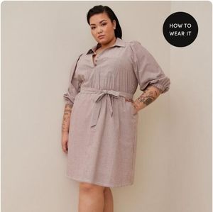 Torrid size 1 mini cotton poly blouson shirt dress, striped
